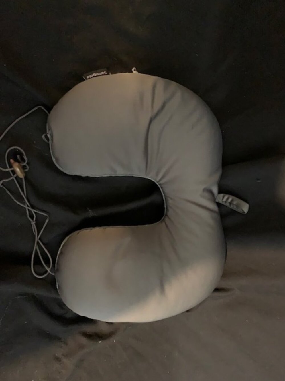 Gray Plush Travel Neck Pillow – Soft U‑Shape Comfort